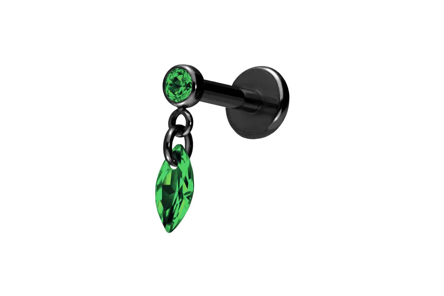 Titan Labret Piercing mit Push Fit KRISTALLOVAL